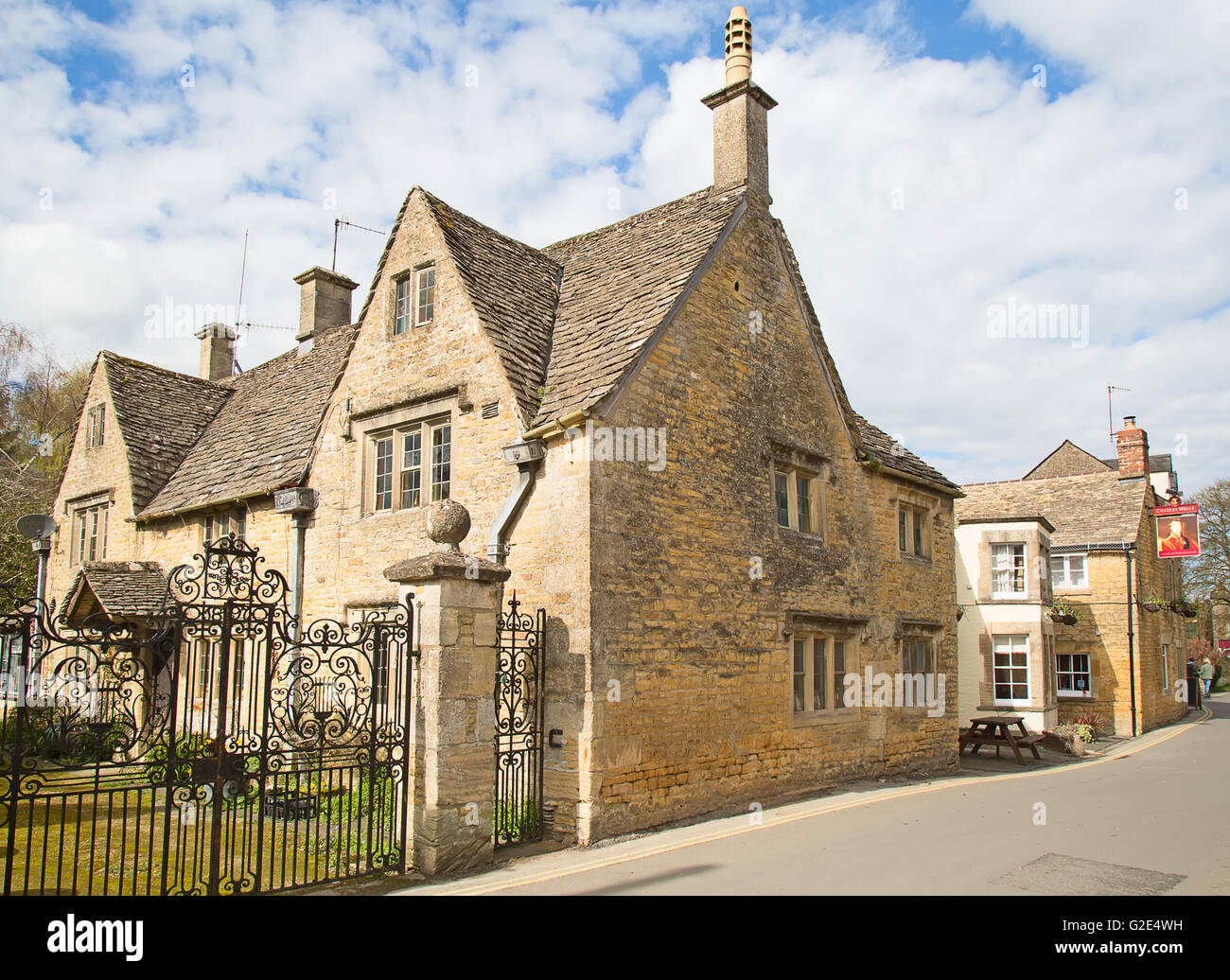 Ancient village "Lower Slaughter" in the Cotswolds region Stock Photo