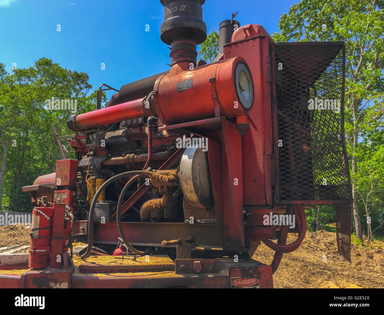 old working machinery used in the taking down of trees Stock Photo