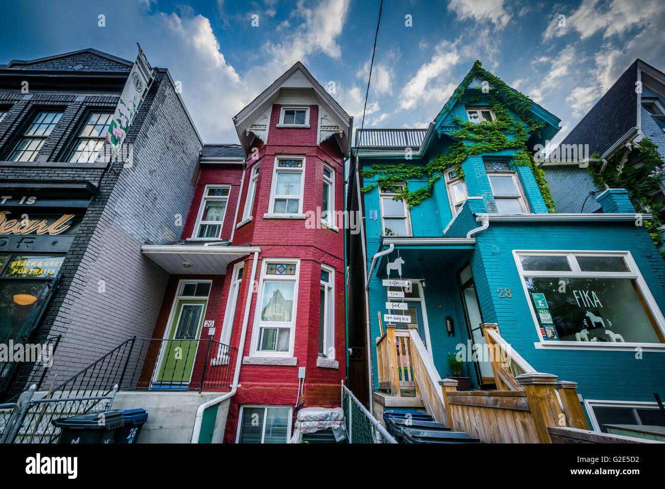 Row houses in the Kensington Market neighbourhood in Toronto