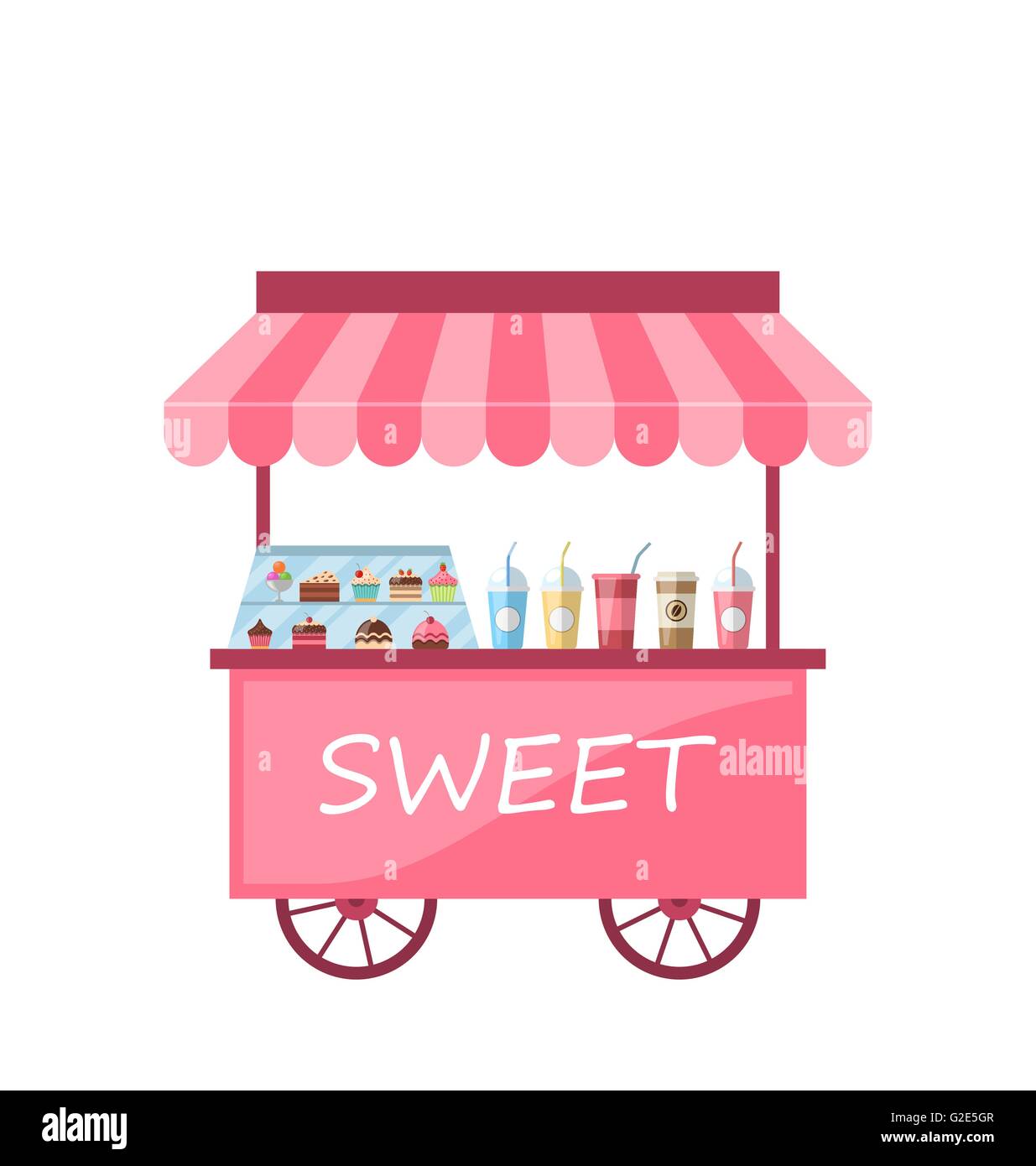 Icon of Kiosk with Cakes, Milkshakes Stock Vector Image & Art - Alamy