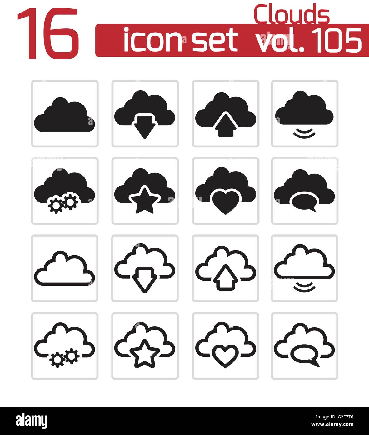 Vector black clouds icons set on white background Stock Vector Image ...