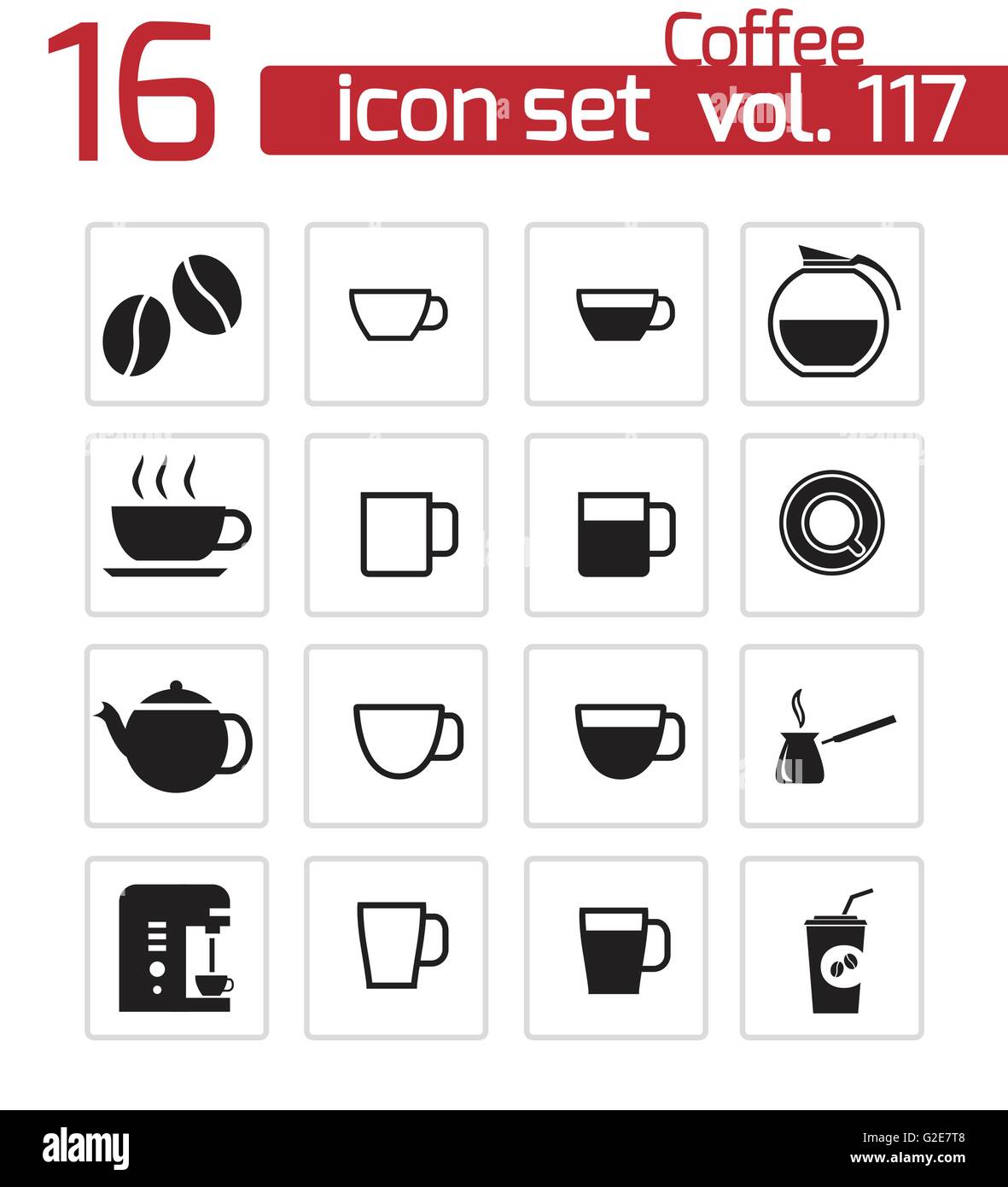 Vector black coffe icons set on white background Stock Vector Image ...