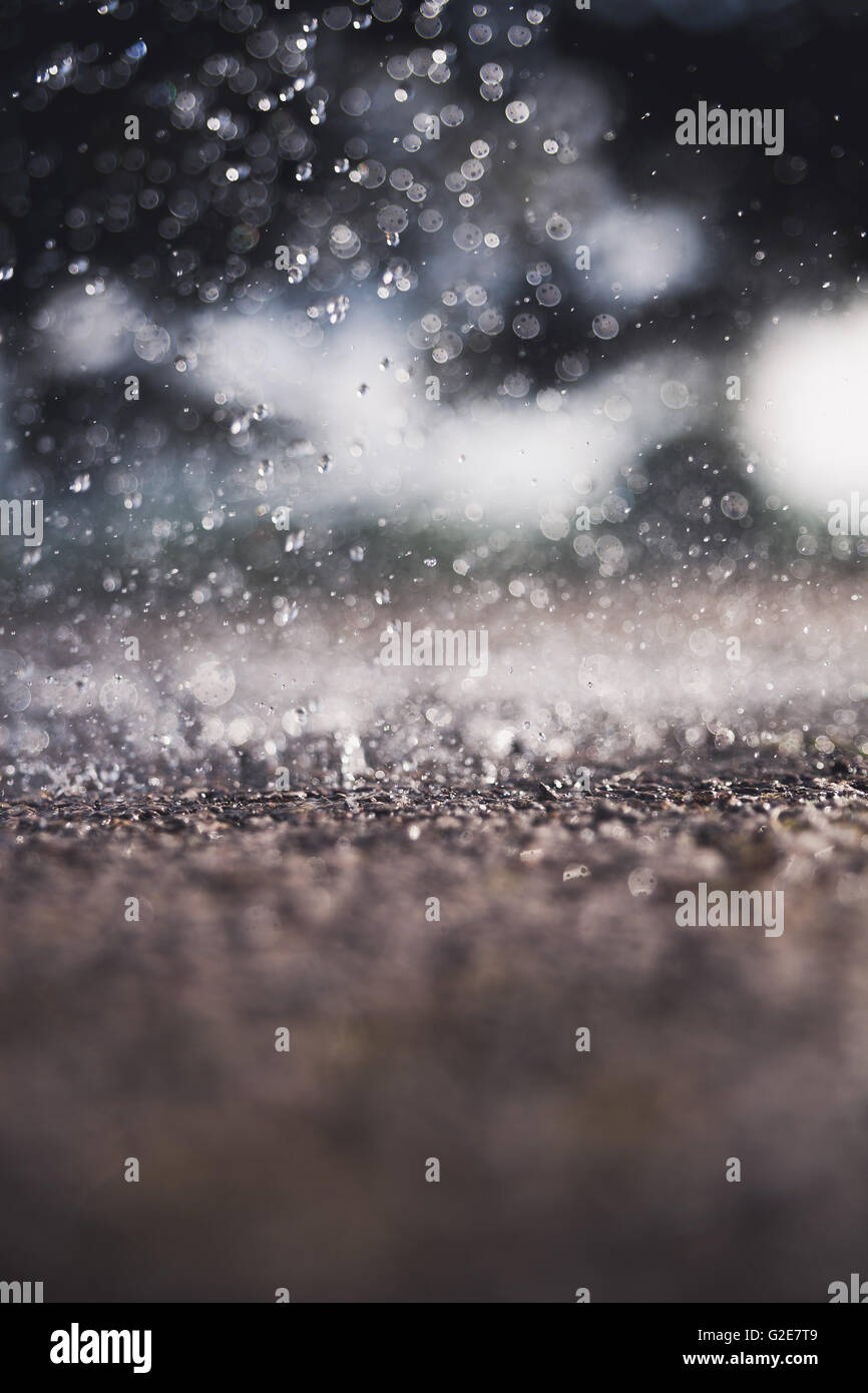 Rain Hitting Ground, CloseUp Stock Photo Alamy