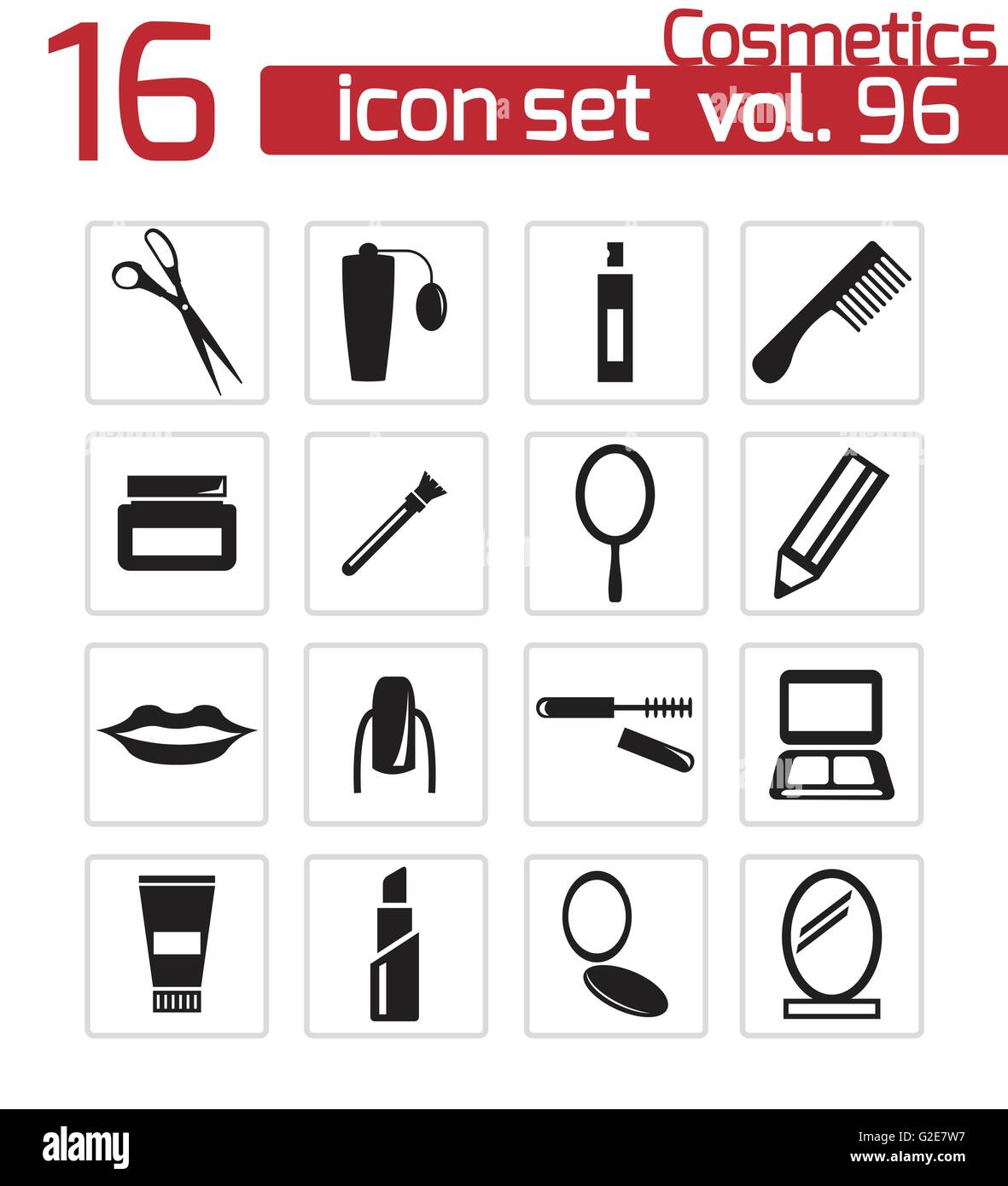 Vector black cosmetics icons set on white background Stock Vector Image ...
