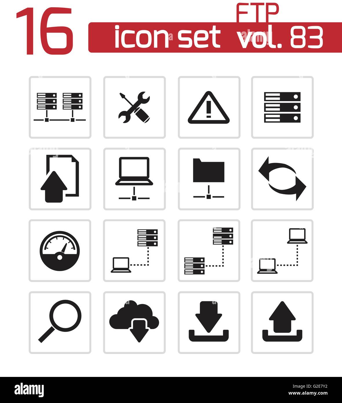 Vector black FTP icon set on white background Stock Vector Image & Art ...