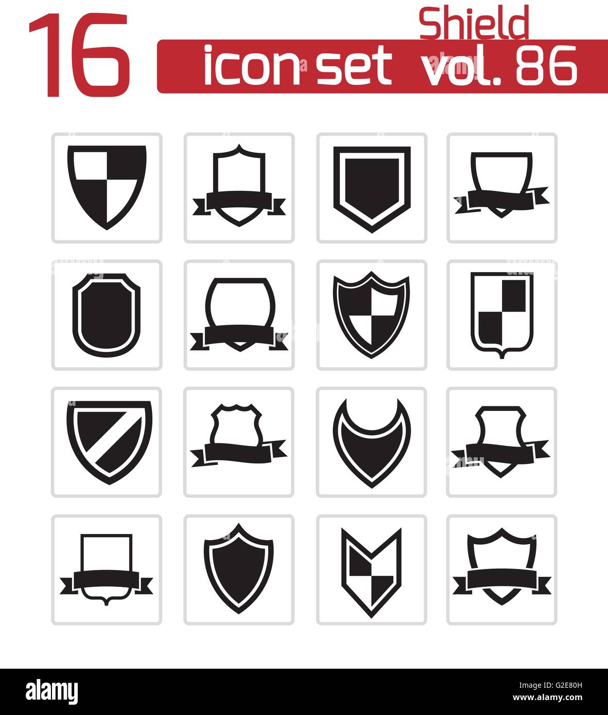 Vector black icon shield icons set on white background Stock Vector ...