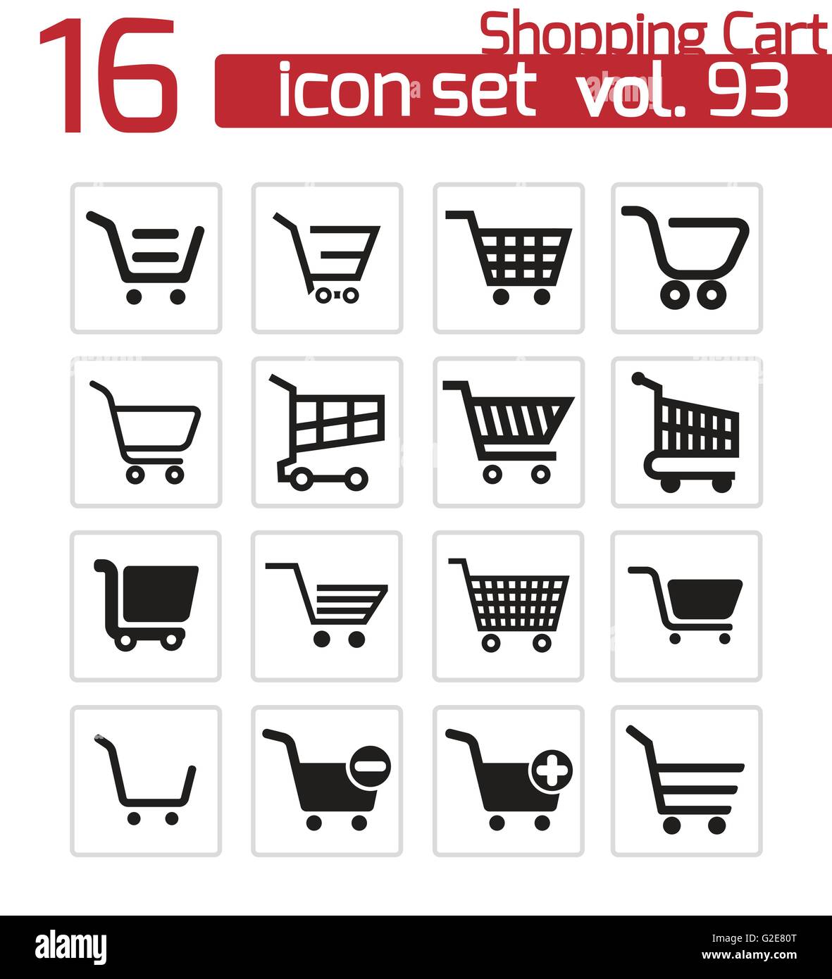 Vector black shopping cart icons set on white background Stock Vector ...