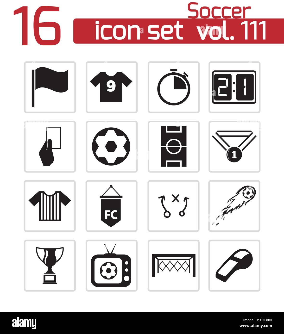 Vector black soccer icons set on white background Stock Vector Image ...
