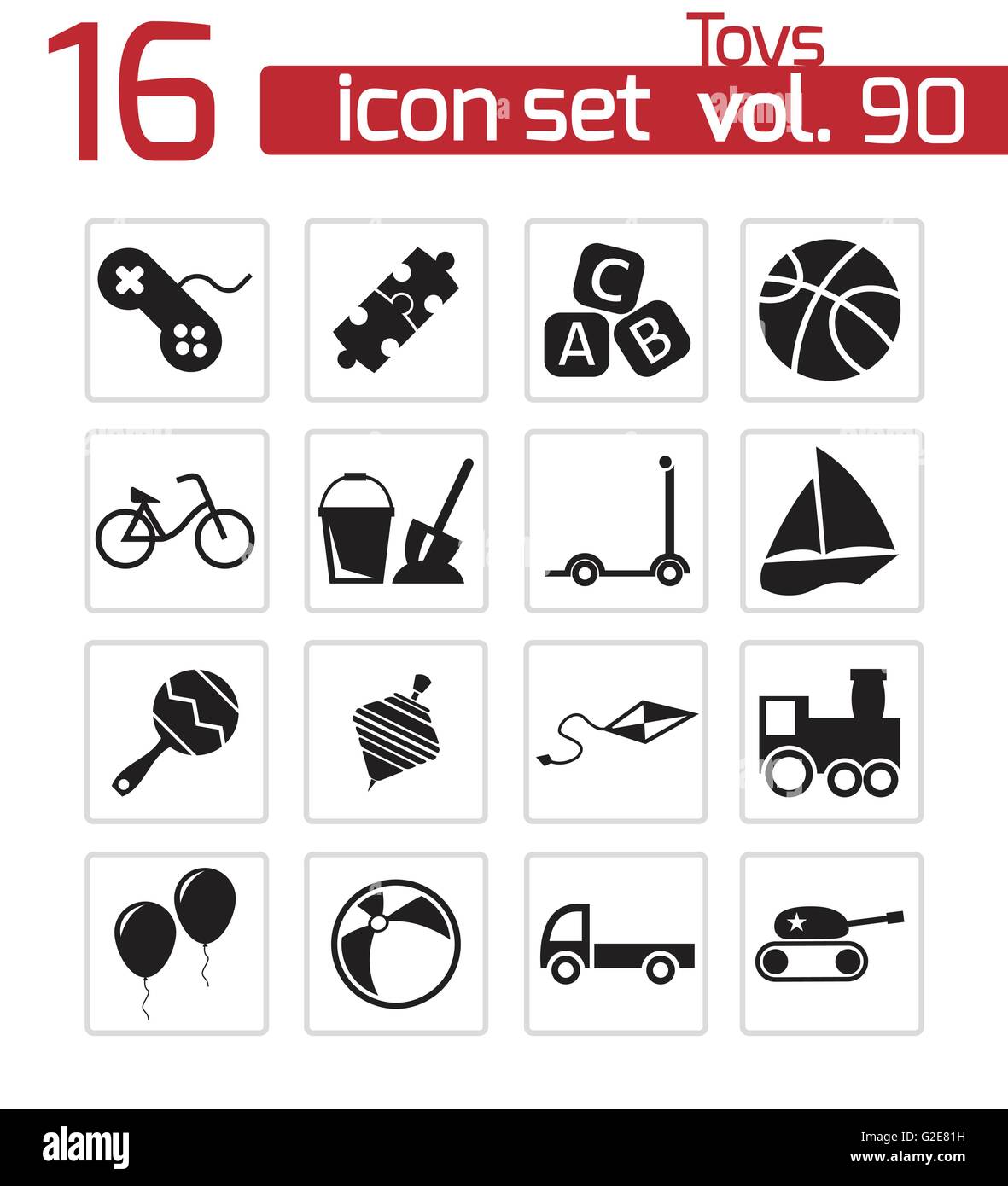 Vector black toys icons set on white background Stock Vector Image ...