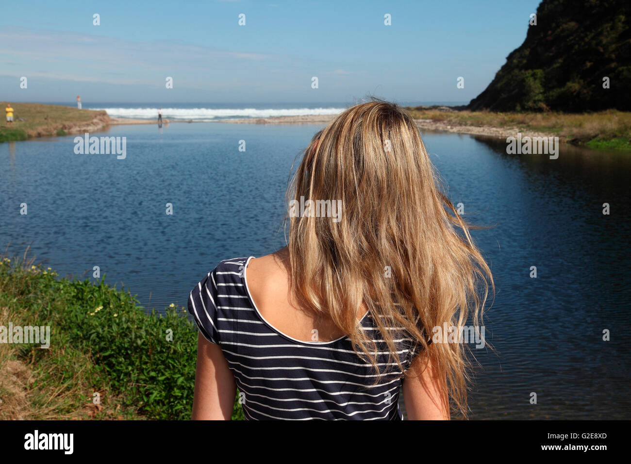 Young Girl Looking out to Sea Stock Photo Alamy
