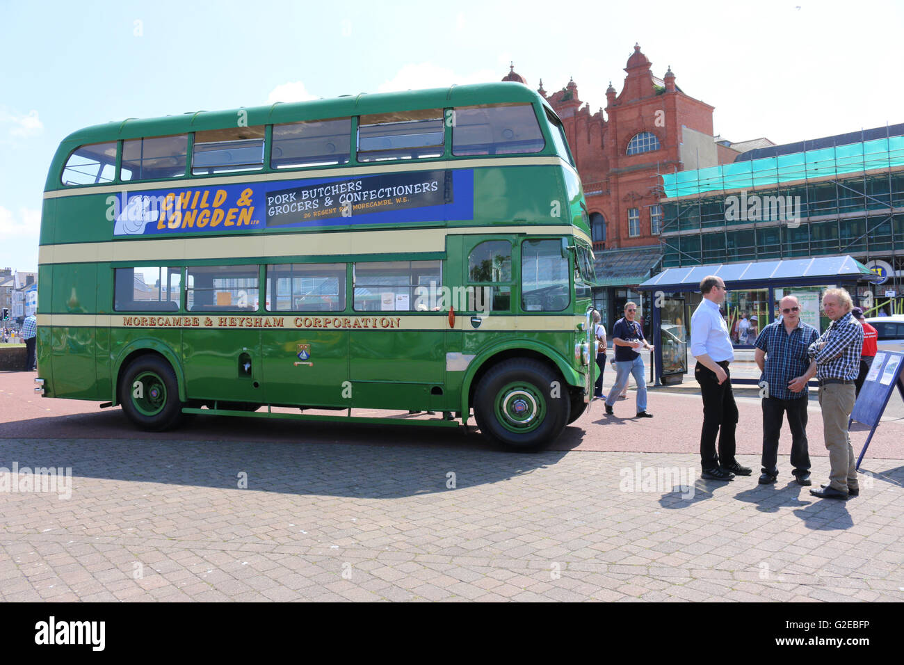 Morecambe Promenade Morecambe United Kingdom, 29th May 2016  There was a turn out of historic buses on Bank Holiday Sunday on Morecambe Promenade ranging from a 1931 Ribble Leyland Lion bus through to a present day wi if equipped Stagecoach double decker Gold bus.  As part of the event there where bus trips along Morecambe's promenade in the vintage buses from outside the resorts famous Winter Gardens Theatre Credit:  David Billinge/Alamy Live News Stock Photo