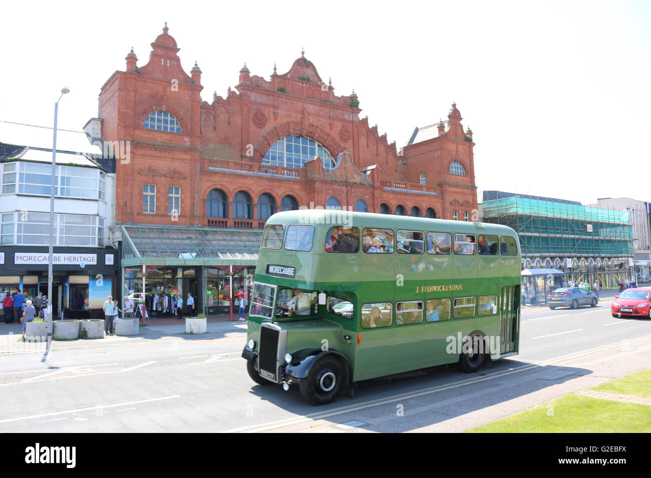 Morecambe Promenade Morecambe United Kingdom, 29th May 2016  There was a turn out of historic buses on Bank Holiday Sunday on Morecambe Promenade ranging from a 1931 Ribble Leyland Lion bus through to a present day wi if equipped Stagecoach double decker Gold bus.  As part of the event there where bus trips along Morecambe's promenade in the vintage buses from outside the resorts famous Winter Gardens Theatre Credit:  David Billinge/Alamy Live News Stock Photo