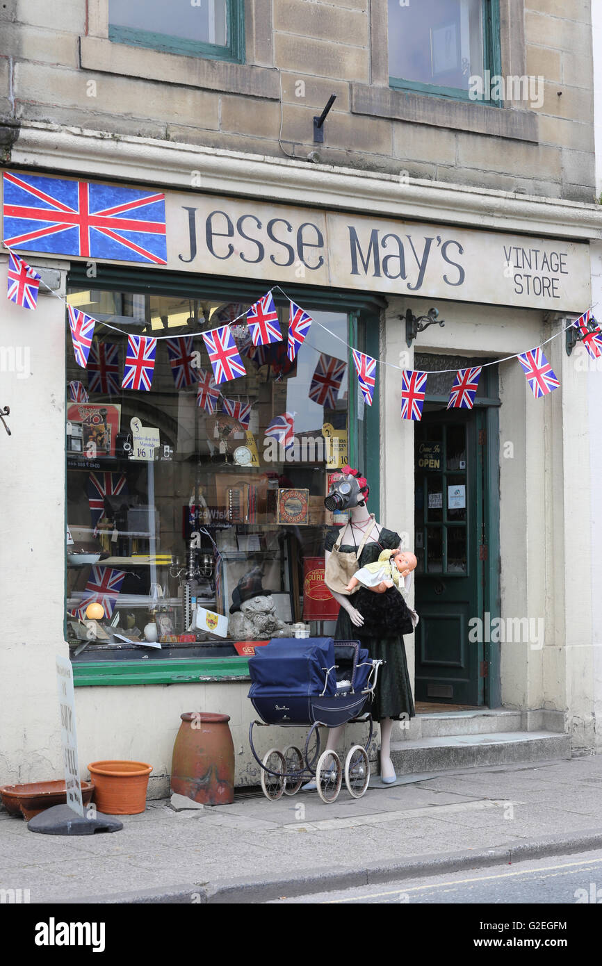 Ramsbottom, UK. 29th May, 2016. Jesse May's Vintage shop displaying a ...