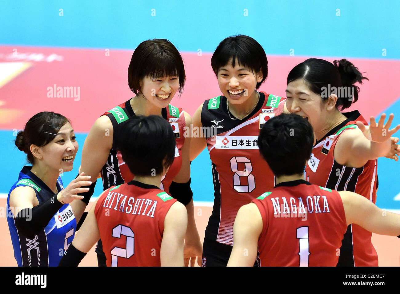 Japan Team Group Jpn May 14 2016 Volleyball Women S Volleyball World Final Qualification For The Rio De Janeiro Olympics 2016 Match Between Japan 3 0 Peru At Tokyo Metropolitan Gymnasium In