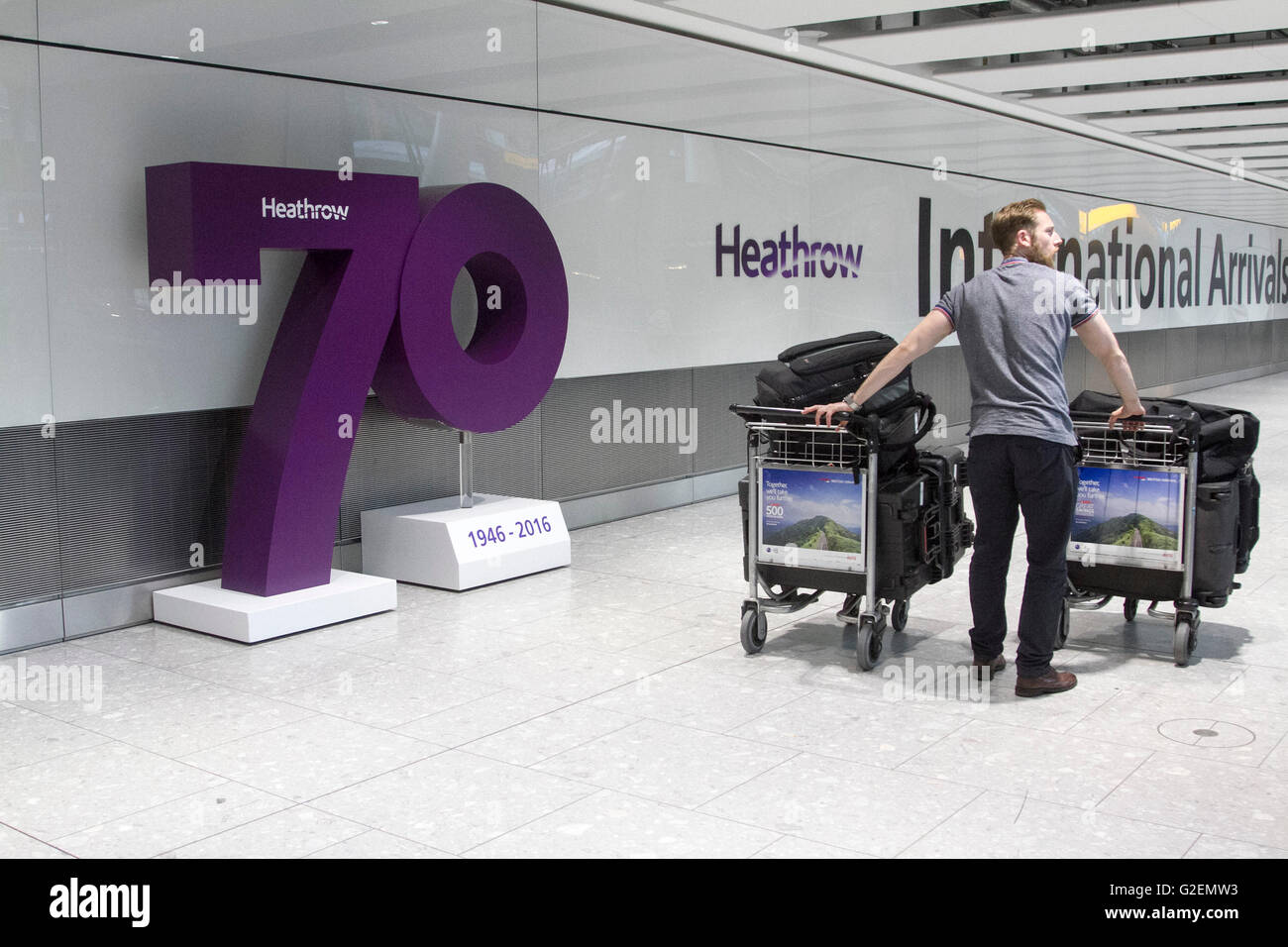 London UK. 30th May 2016.  Heathrow Airport is to celebrate its 70th anniversary  after the airport was opened for civilian use in 31 May 1946 Credit:  amer ghazzal/Alamy Live News Stock Photo