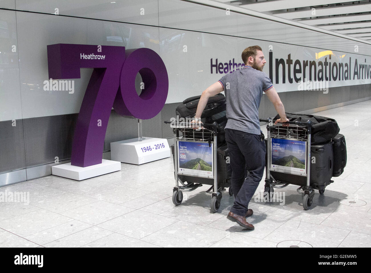 London UK. 30th May 2016.  Heathrow Airport is to celebrate its 70th anniversary  after the airport was opened for civilian use in 31 May 1946 Credit:  amer ghazzal/Alamy Live News Stock Photo