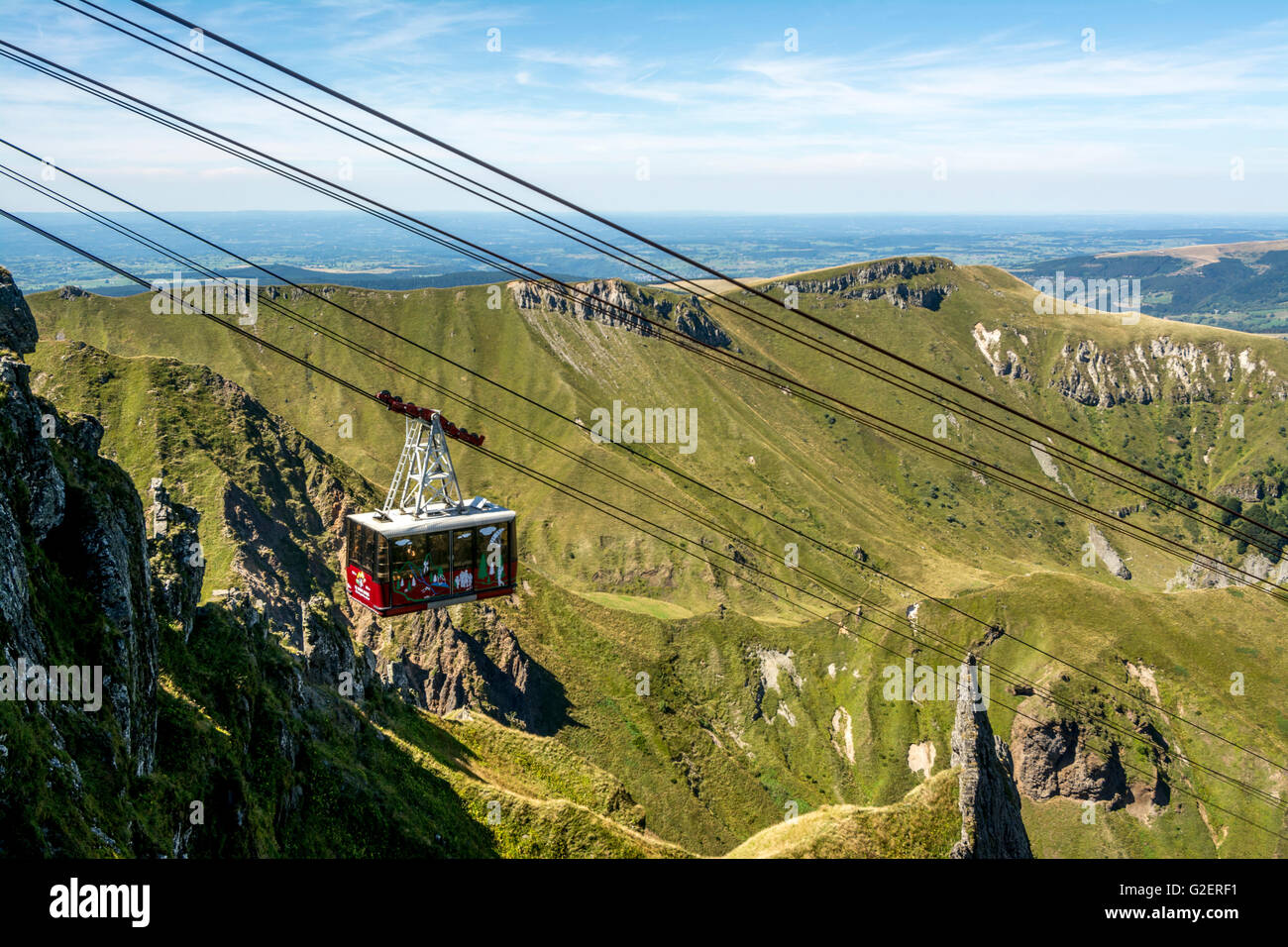 Cable car in the ski resort of Le Mont Dore, going up the Puy du Stock