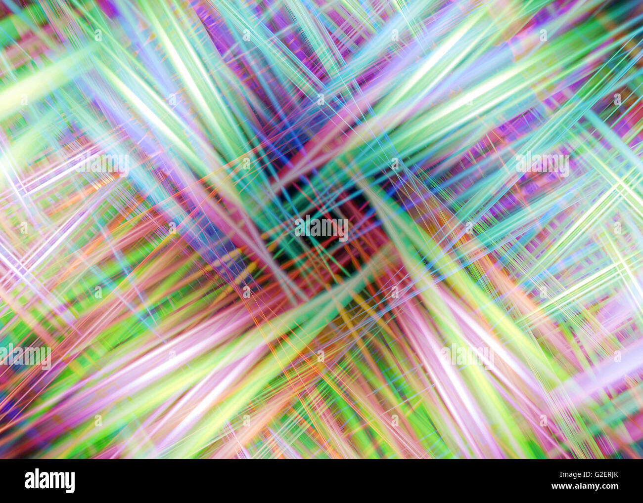 Dynamic colourful light beams on a black background Stock Photo