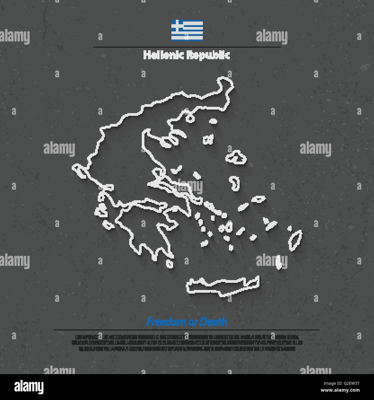 Hellenic Republic isolated map and official flag icons. vector Greece political map thin line icon. European country geographic Stock Vector