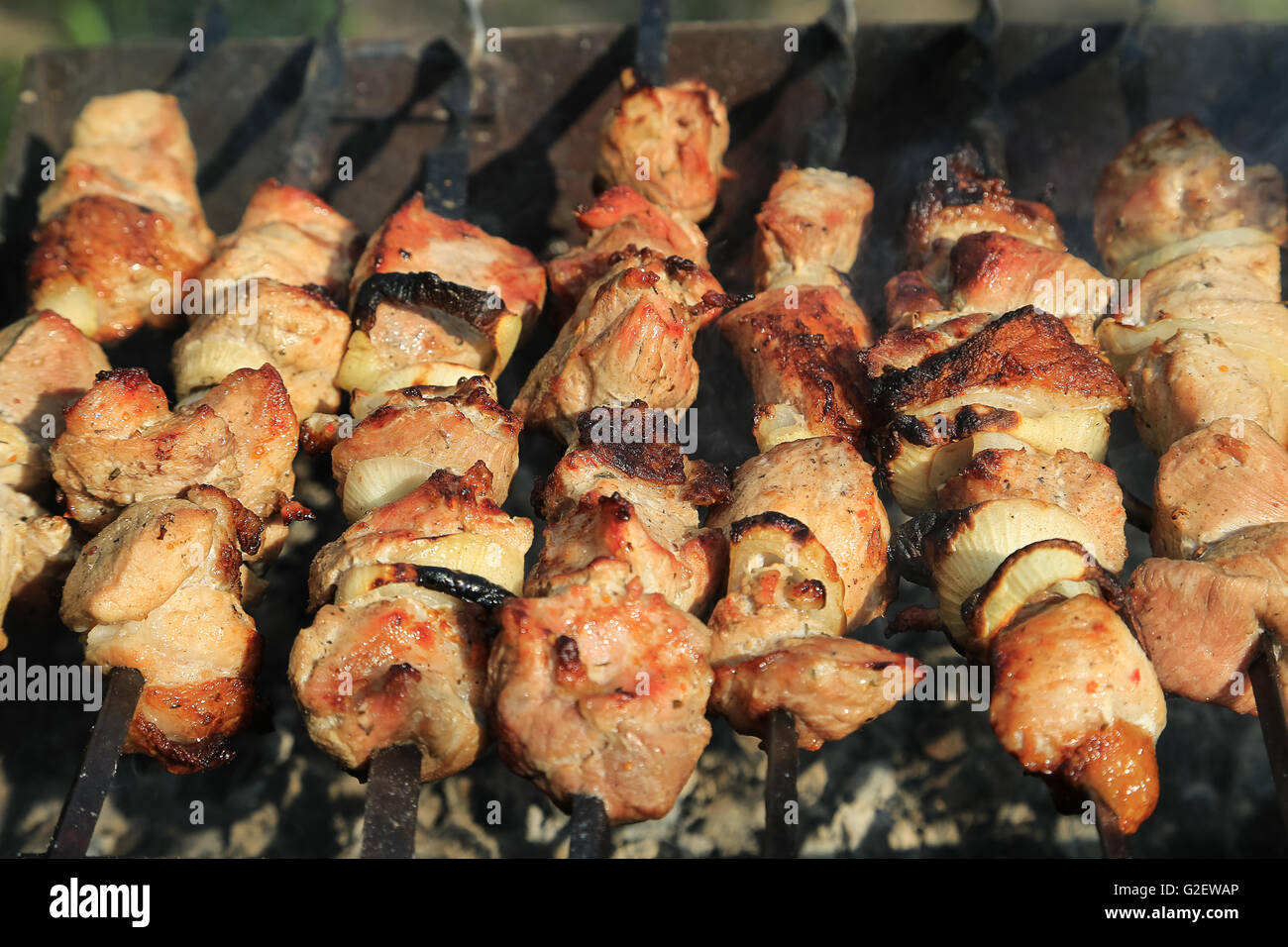 meat roasting on the grill Stock Photo