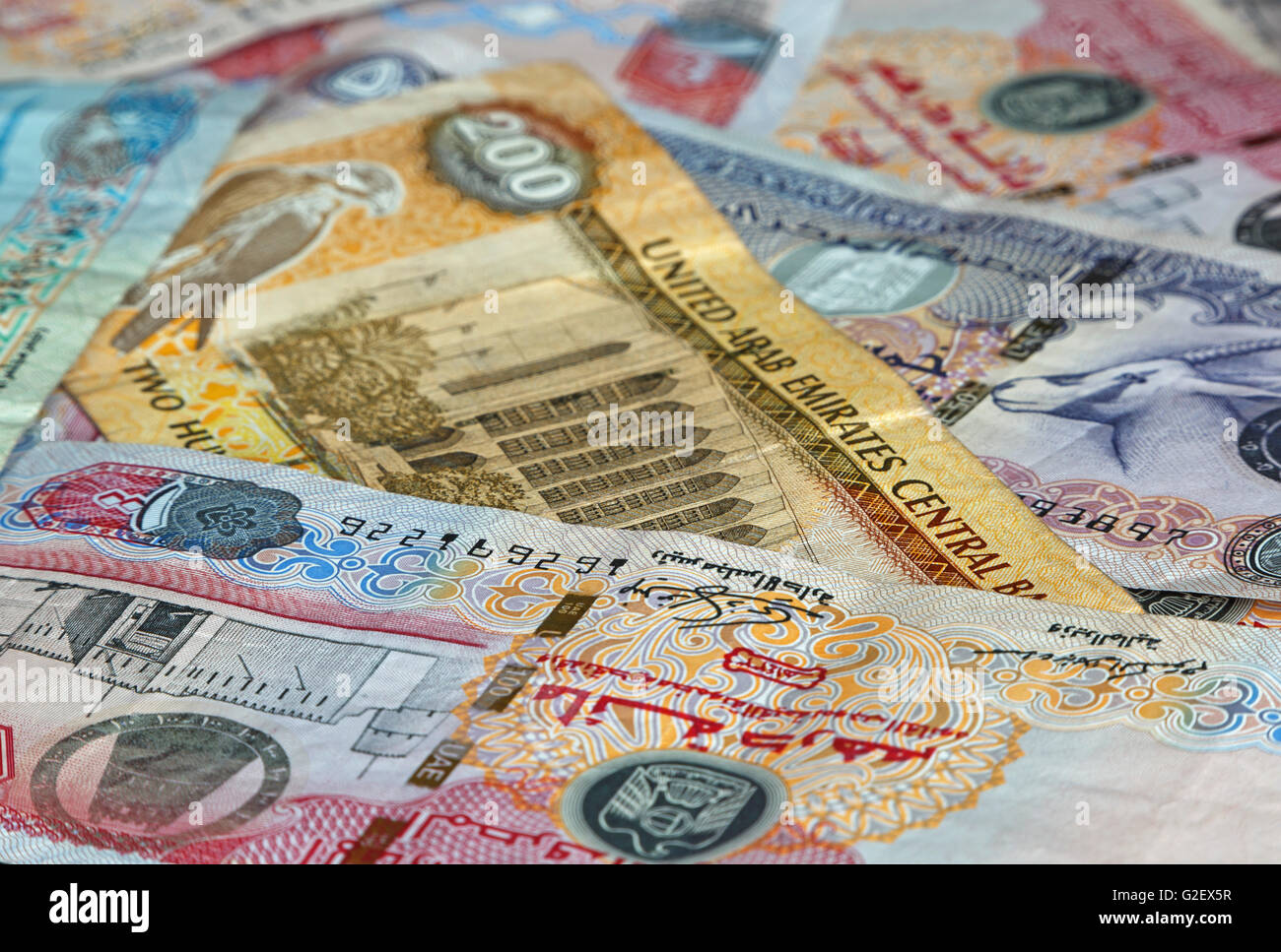 banknotes of United Arab Emirates: dirhams Stock Photo
