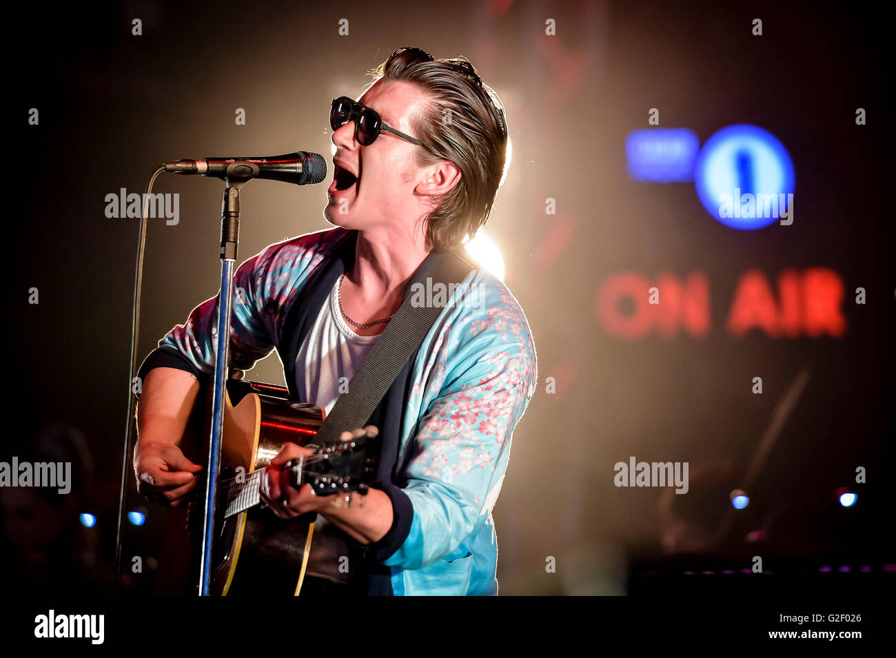 Alex Turner from the Last Shadow Puppets performs onstage during BBC