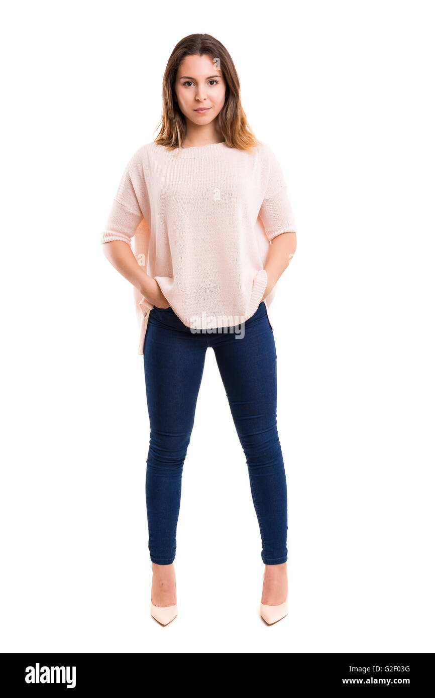 Studio shot of a beautiful young casual woman Stock Photo - Alamy