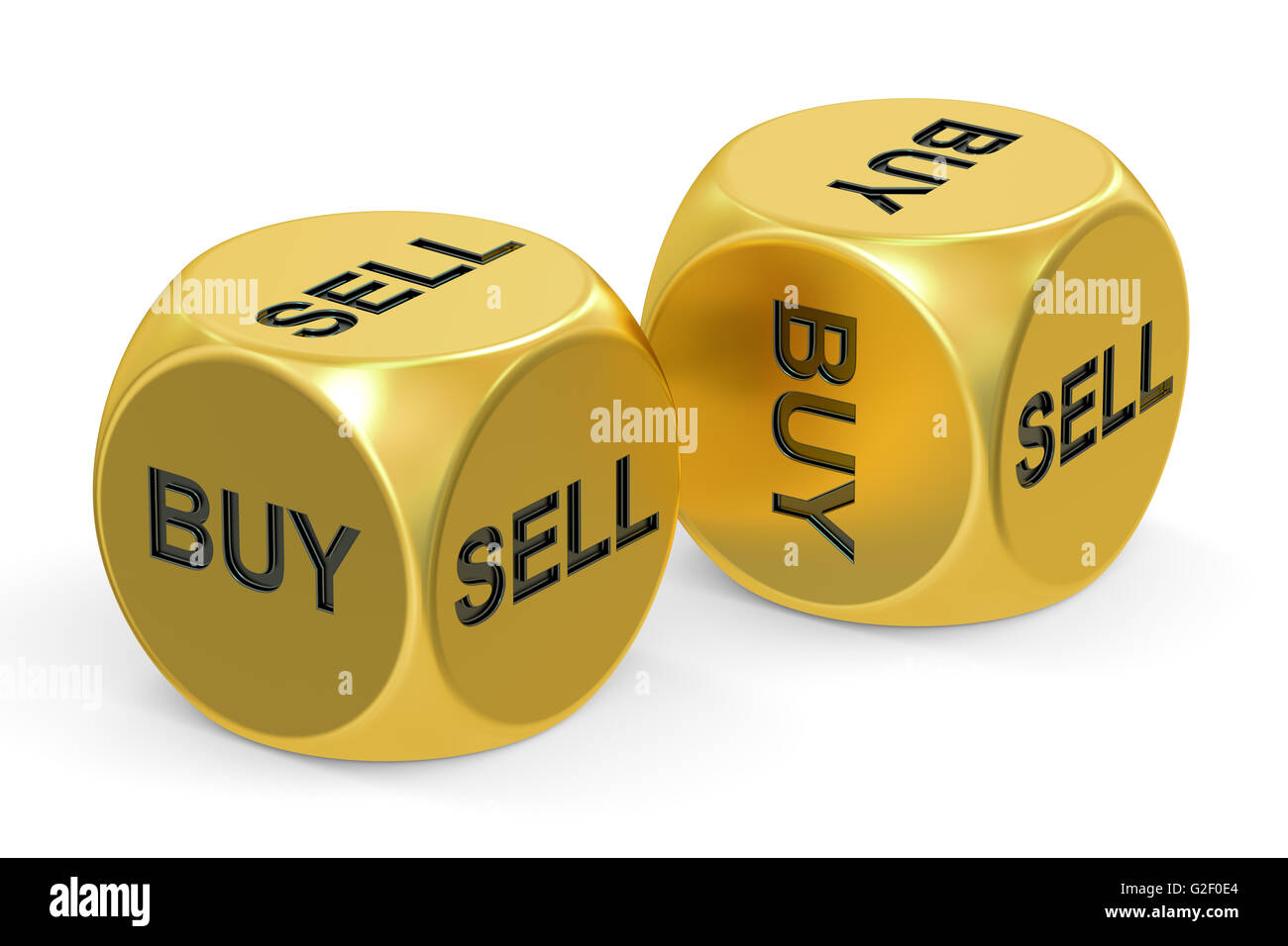 buy or sell dices, 3D rendering isolated on white background Stock
