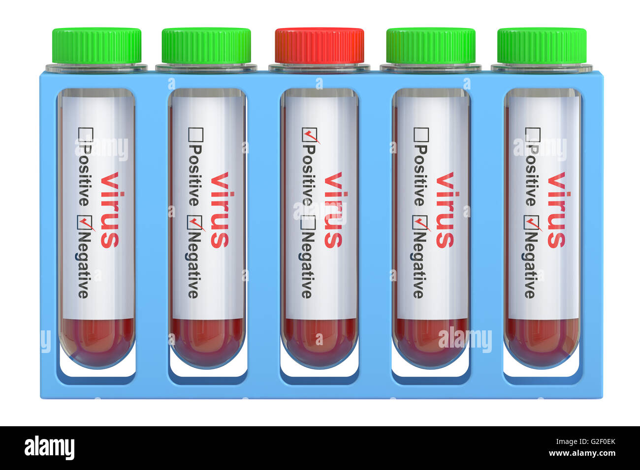 test tubes with sample blood. 3D rendering isolated on white background ...