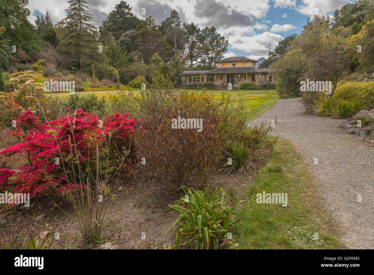 View on the Casita ( Italian Tea House ), Garnish Island, or Illnaculin, in Bantry Bay, Glengarriff, Co. Cork, Ireland. Stock Photo