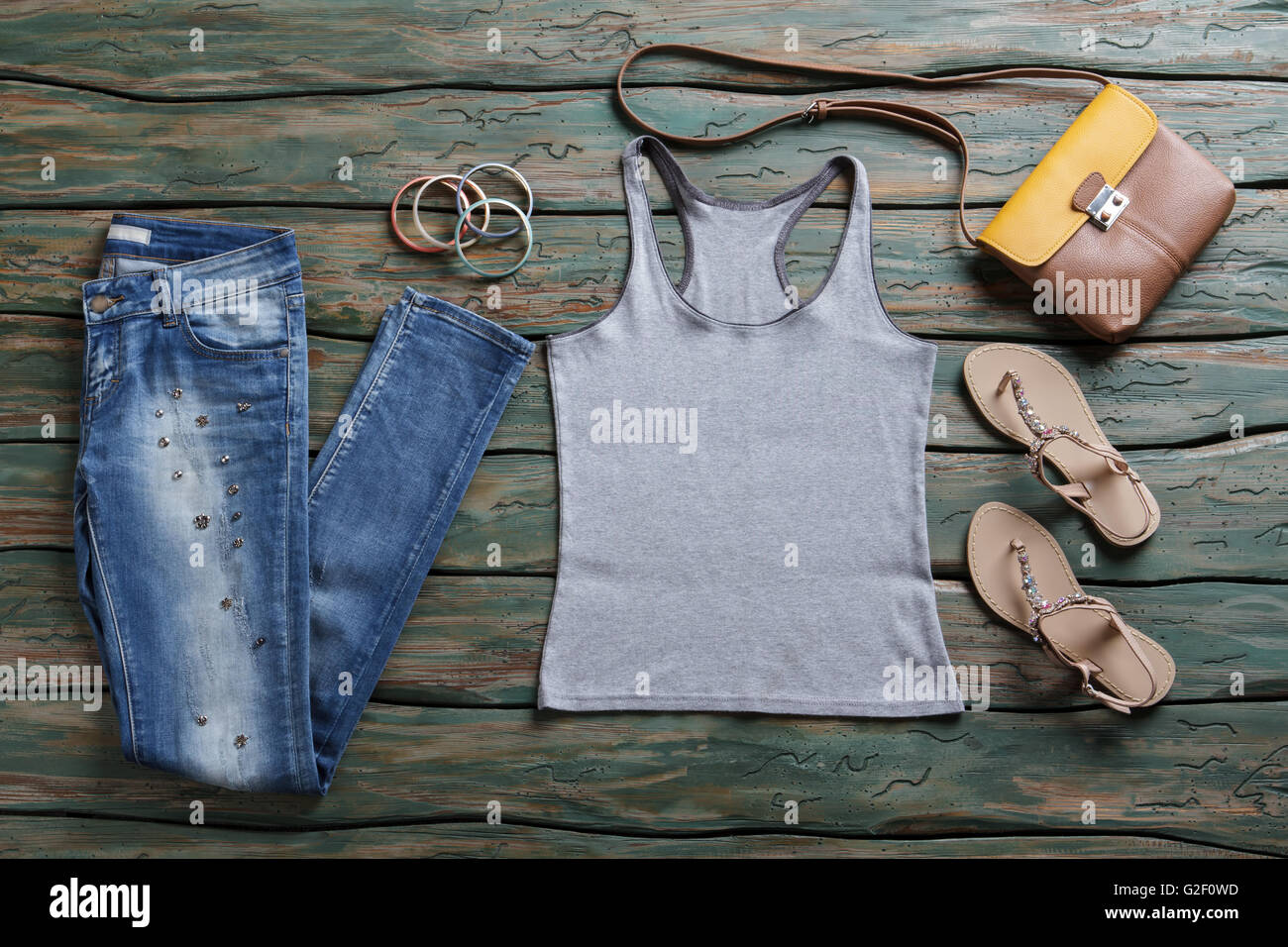 Tank top and jeans hi-res stock photography and images - Alamy
