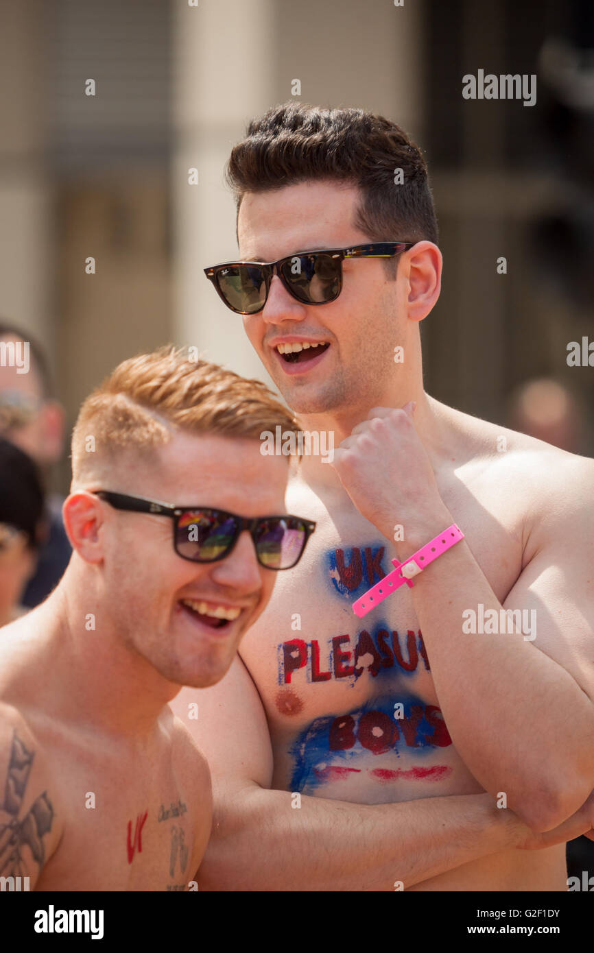 Gay man or men at a Gay Pride parade, Birmingham UK 2016 Stock Photo