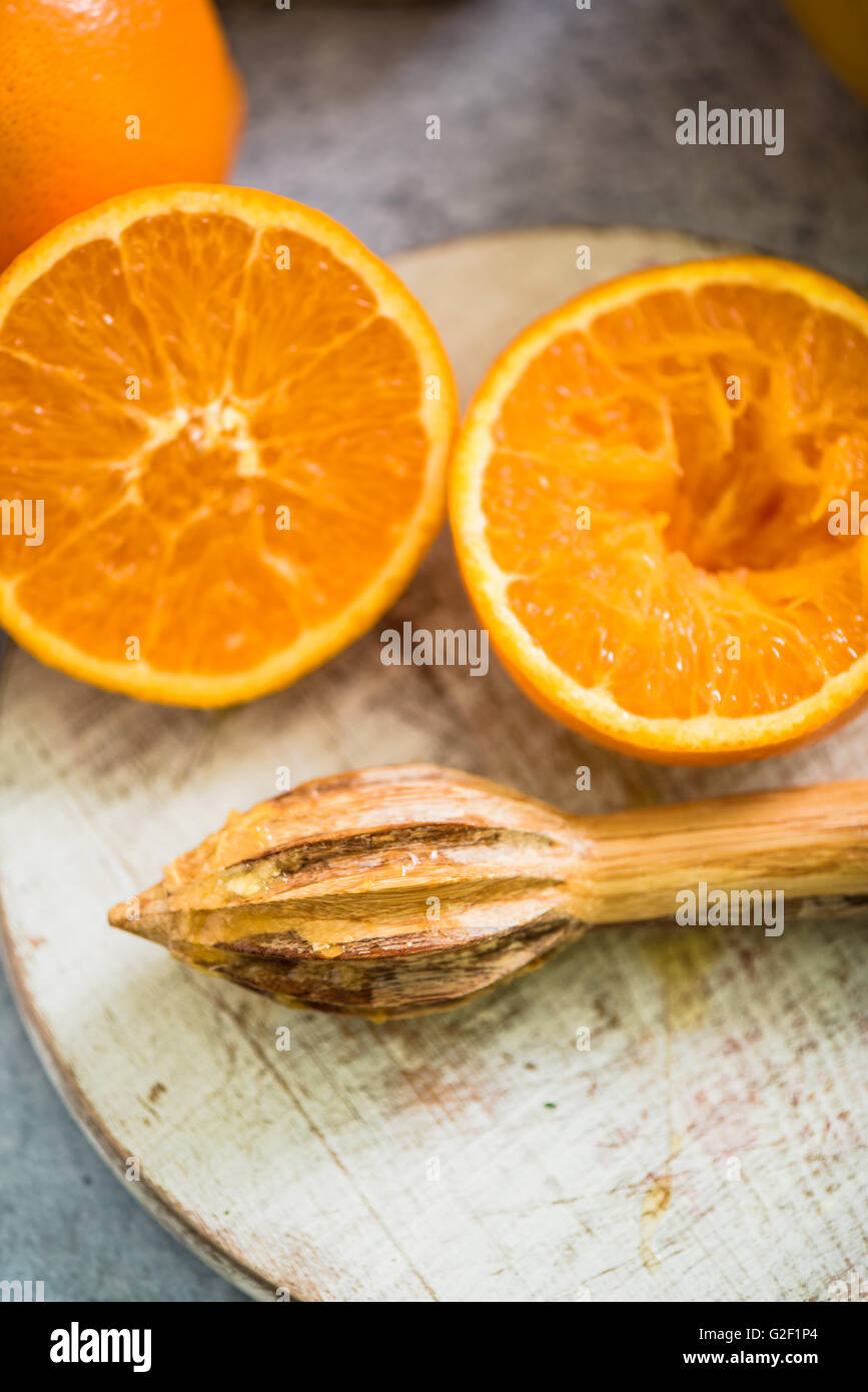 hand squeezed orange juice and ingredients Stock Photo Alamy