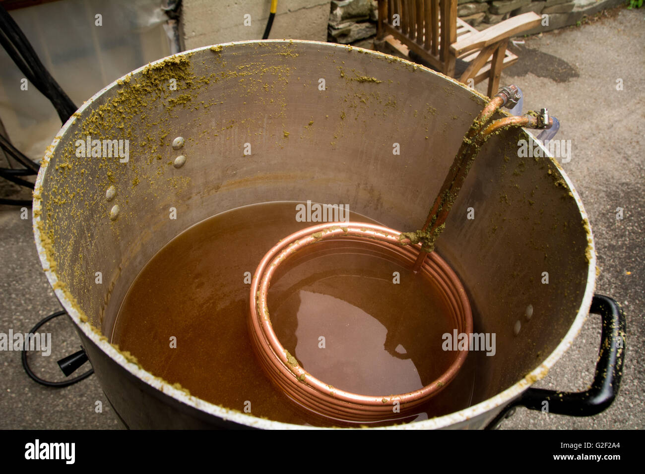 A cooling coil is used to rapidly cool the beer wort so yeast can be