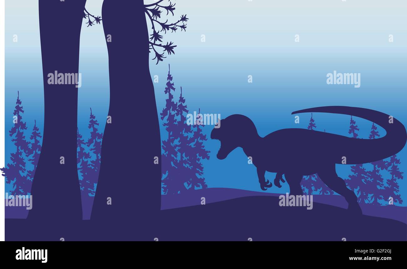 Silhouette of one allosaurus in forest Stock Vector Image & Art - Alamy