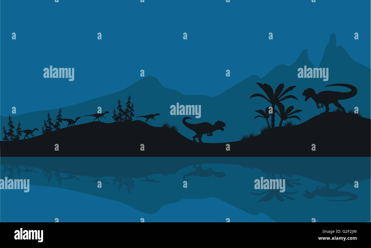 Silhouette of Allosaurus in riverbank Stock Vector Image & Art - Alamy