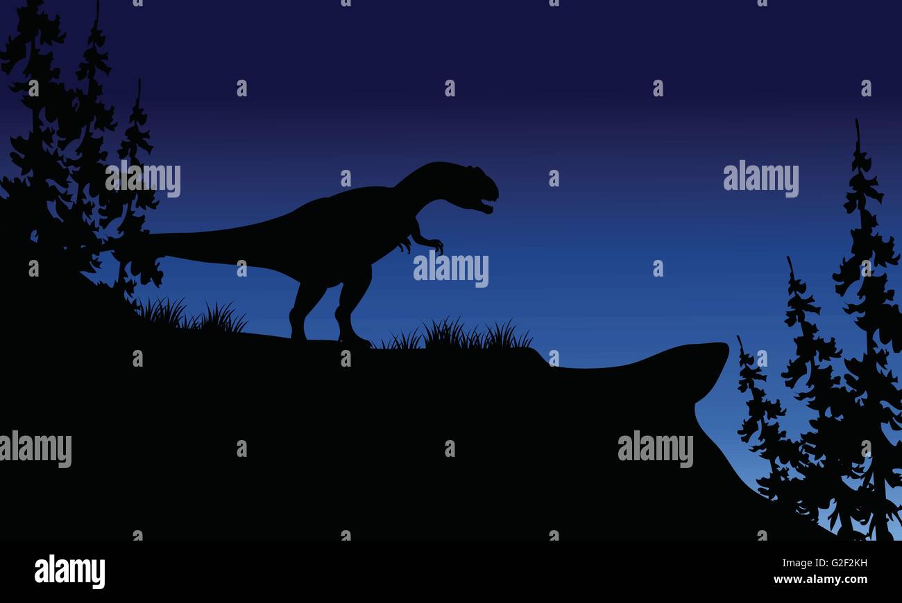At night silhouette of Allosaurus Stock Vector Image & Art - Alamy