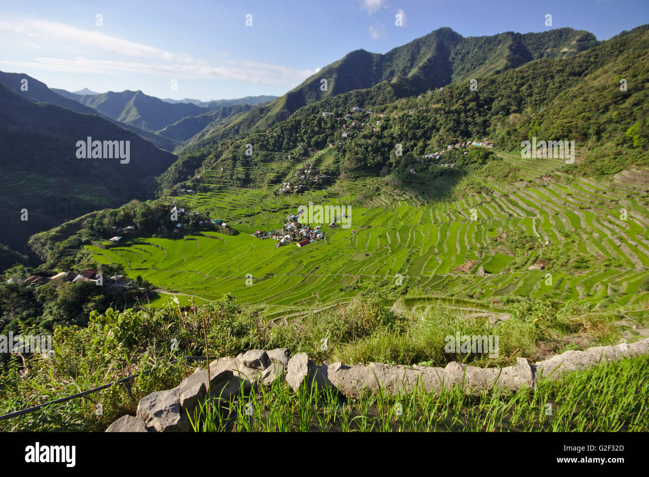 Ifugao rice terraces and the village Batad, morning light, northern Luzon, Philippines Stock Photo