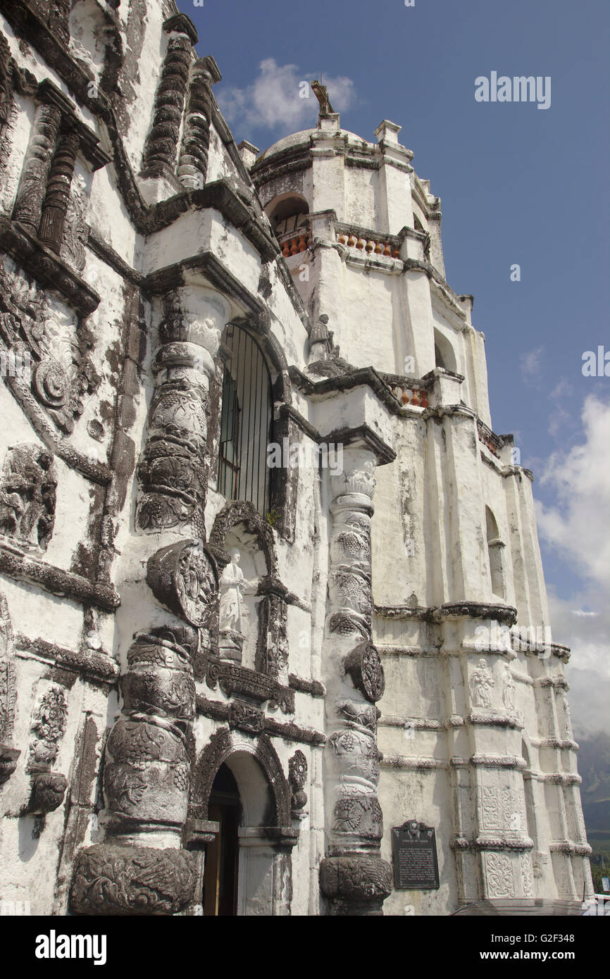 Facade and bell tower of Daraga Church near Legazpi, Albay Province, Bicol, Philippines Stock Photo