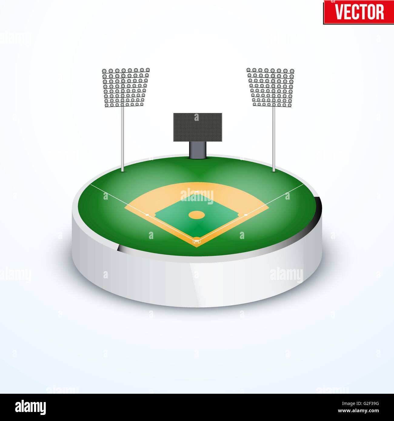 Concept of miniature round tabletop Baseball stadium Stock Vector Image