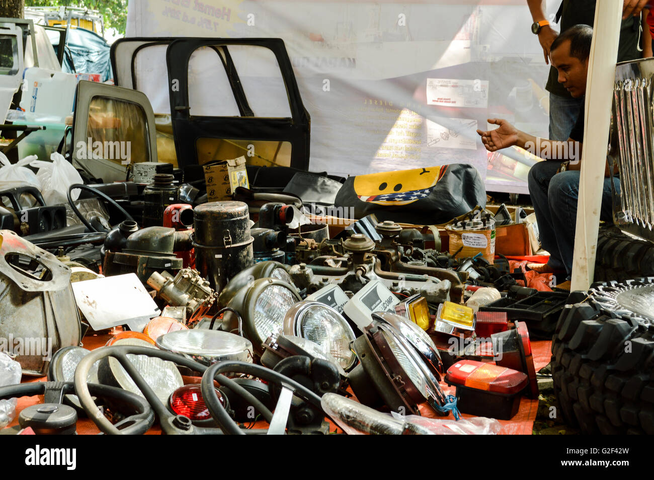Former automotive components for sale in automotive event tumplek blek 2016, Jakarta, Indonesia Stock Photo