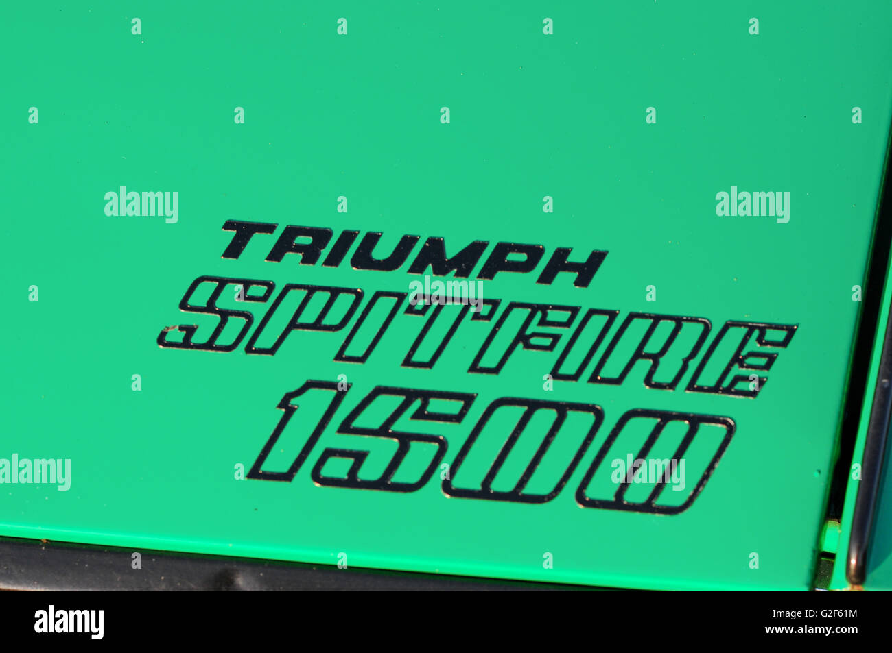 Triumph Spitfire 1500 classic sports car badge Stock Photo