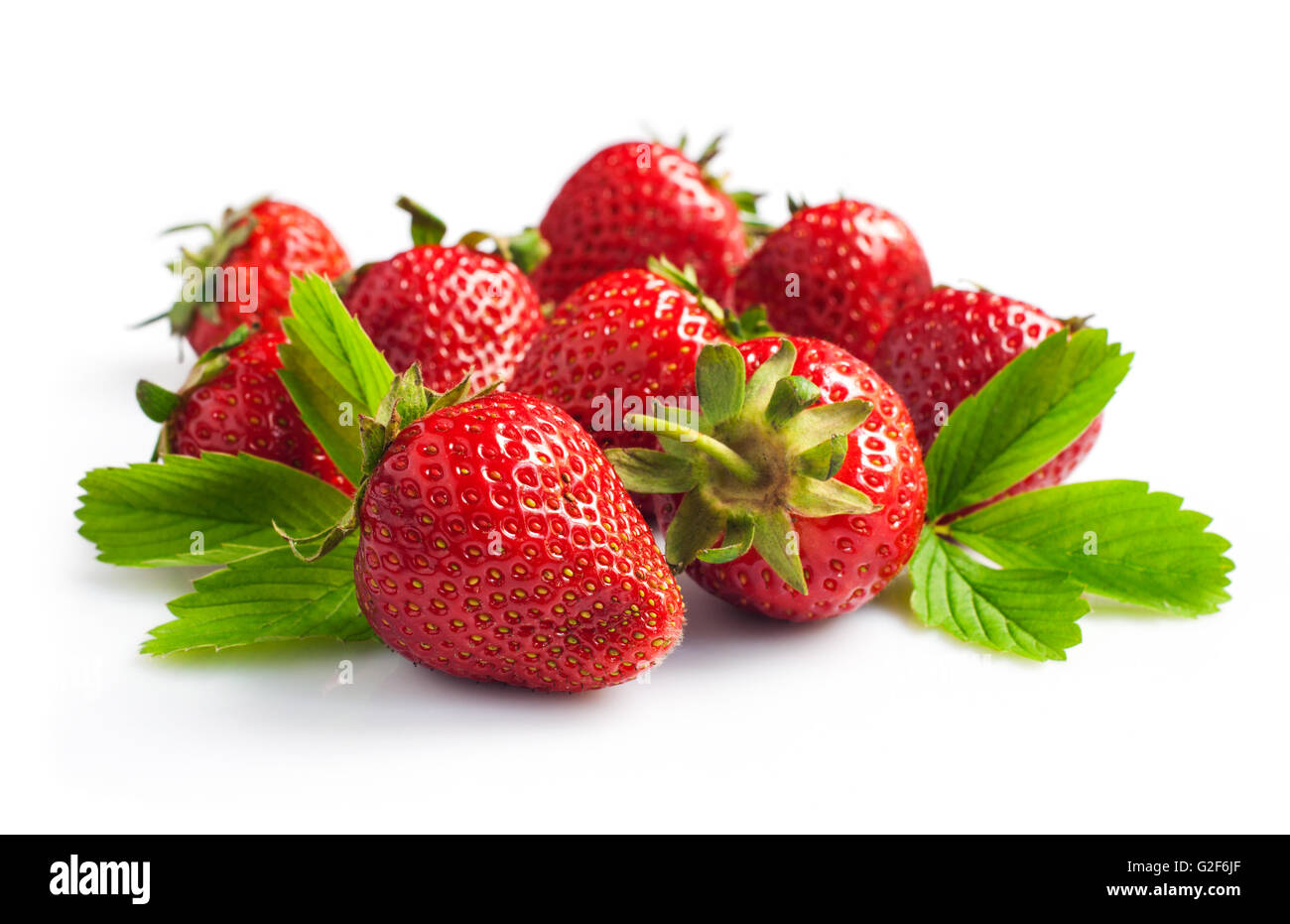 Ripe strawberries isolated on white background Stock Photo - Alamy