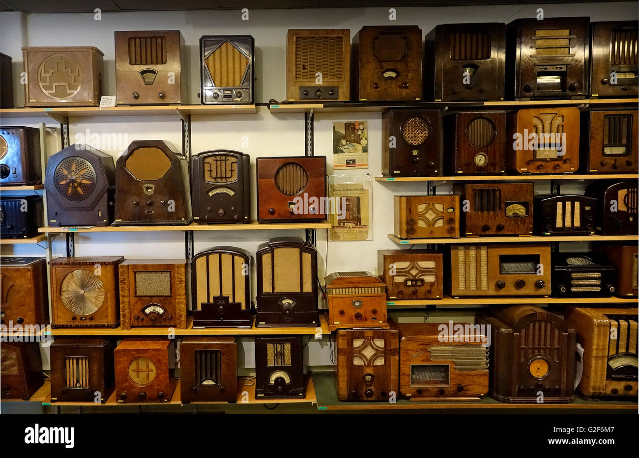 Collection of radio receivers from early 30es. Stock Photo