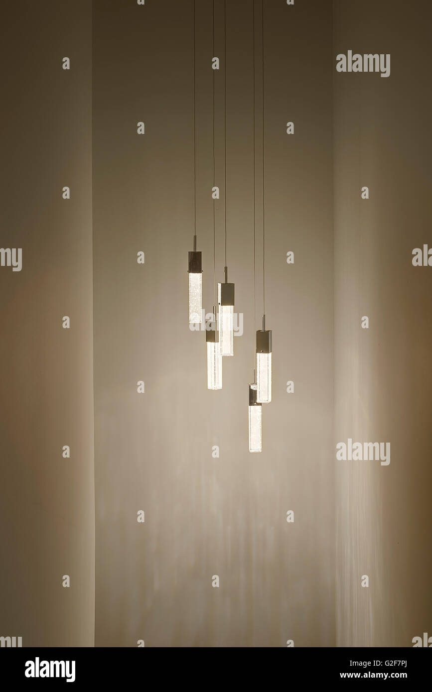 Illuminated Hanging Pendant Lights Stock Photo