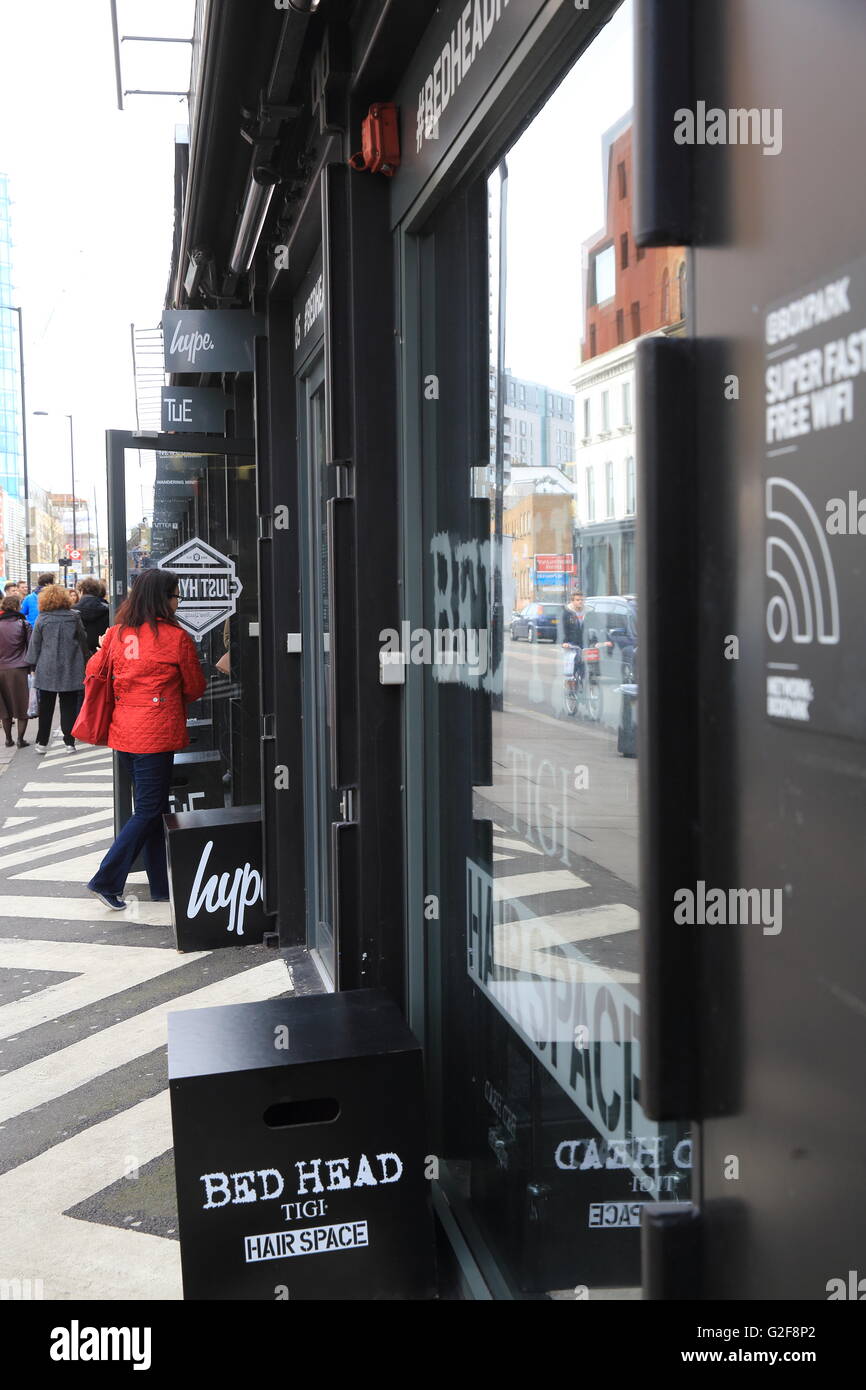 Boxpark in trendy Shoreditch, east London, a shipping container popup