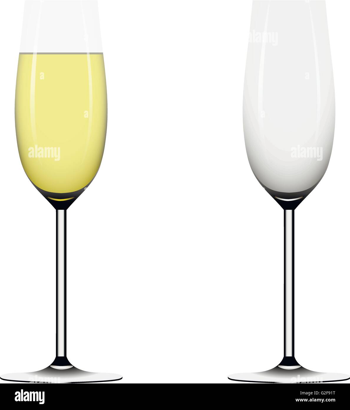 Two wineglass full and empty Stock Vector