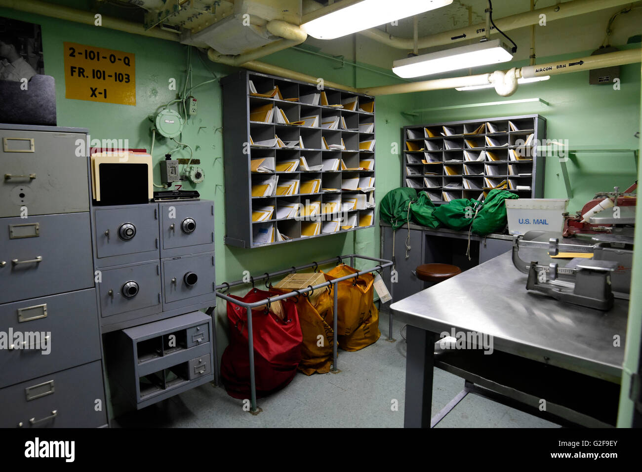 Mail room aboard USS Missouri Stock Photo Alamy