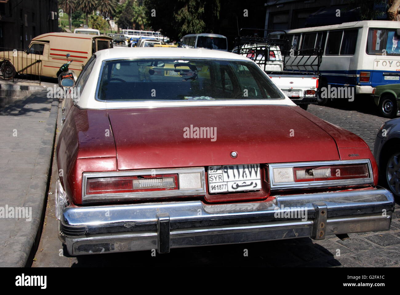 Damascus, Vintage Burgundy US car from the 80s Stock Photo Alamy