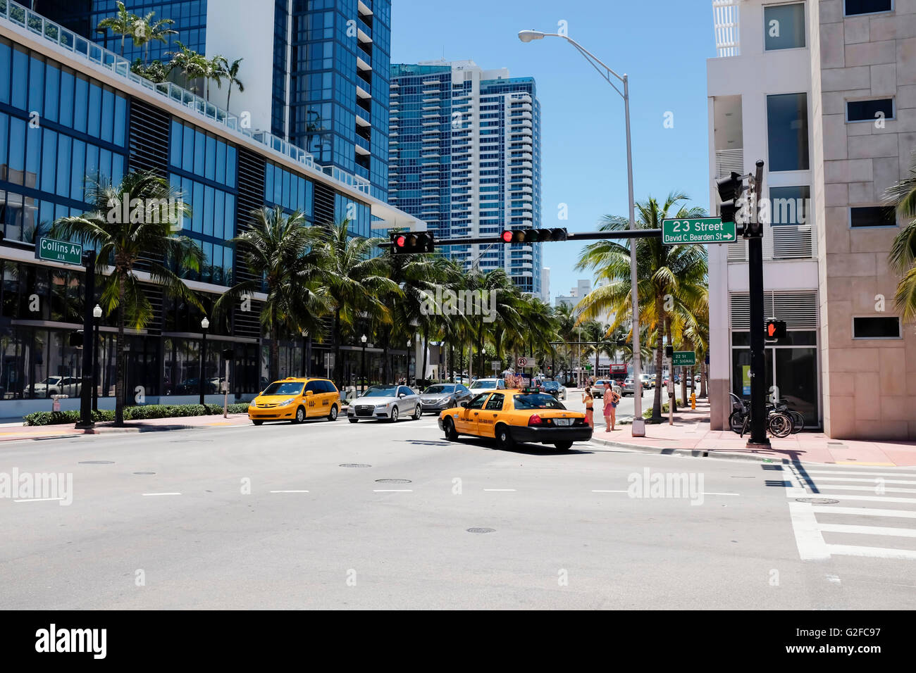 Miami South beach Collins Avenue A1A Stock Photo
